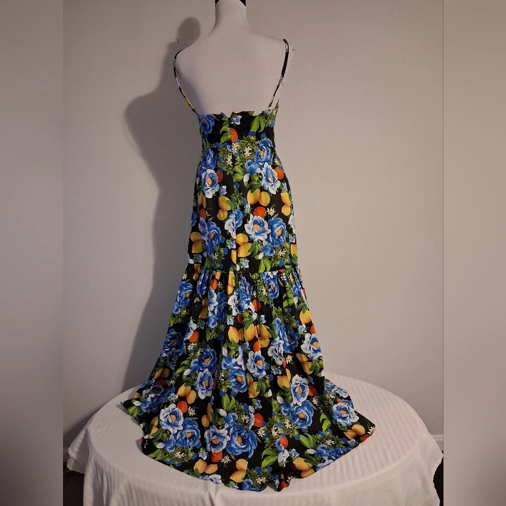 Borgo De Nor Floral And Lemon Maxi Dress UK Size 14 US Size 10 - Picture 4 of 15